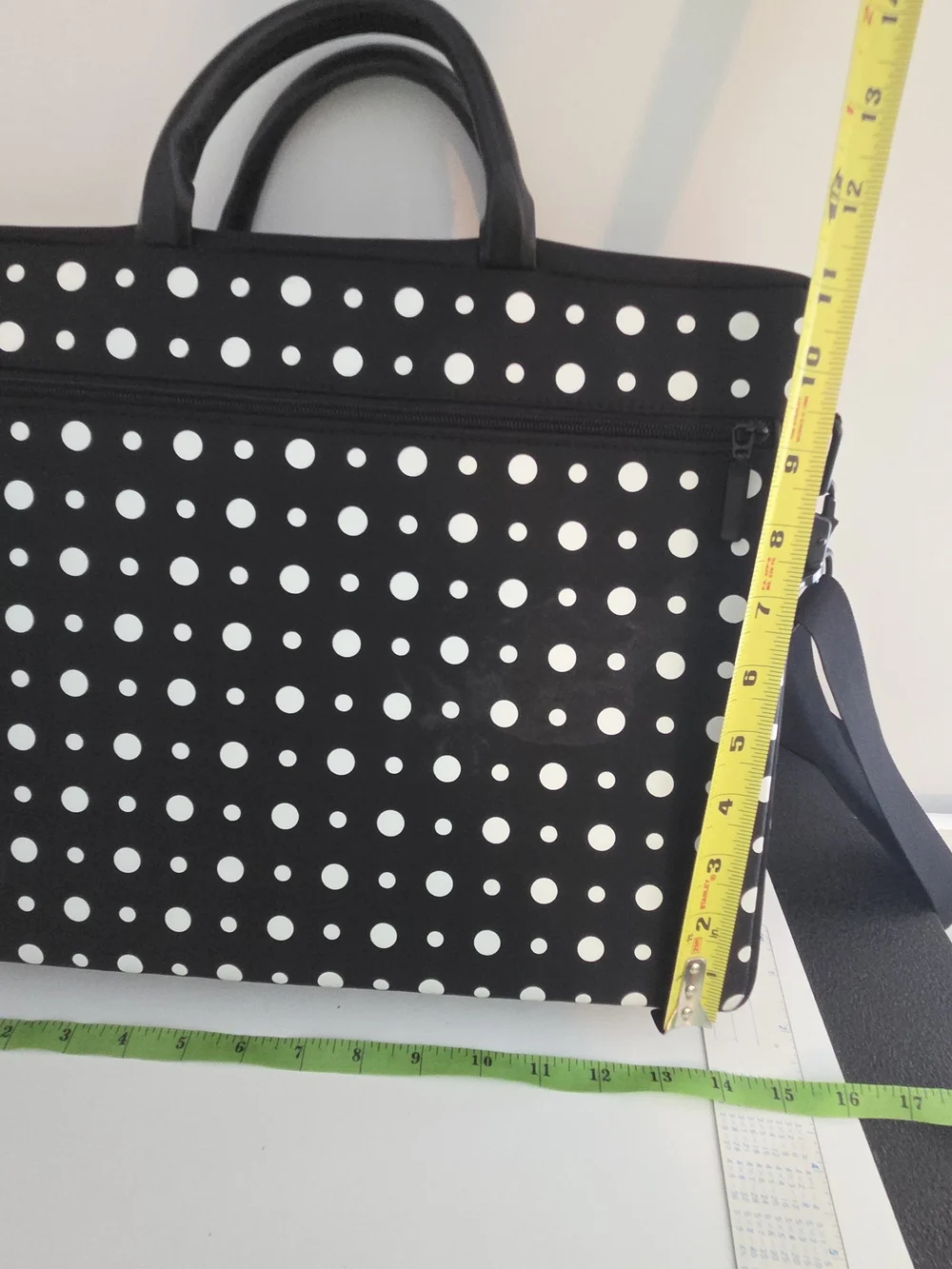 Polka Dot Black & White Laptop Messenger Bag
